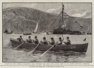 Arrivée de la course du Jubilé entre les Anciens et les Jeunes à la régate de St Mawes, Cornouailles - Charles J. Staniland